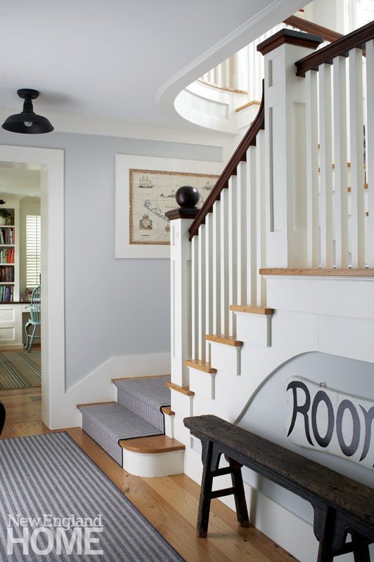 A Nantucket Home Designed For Family Gatherings New England The Staircase Leads To New Second Floor And Connects Main Part Of House Nancy S Office A Guest Suite