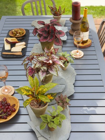 Floral arrangement on slate