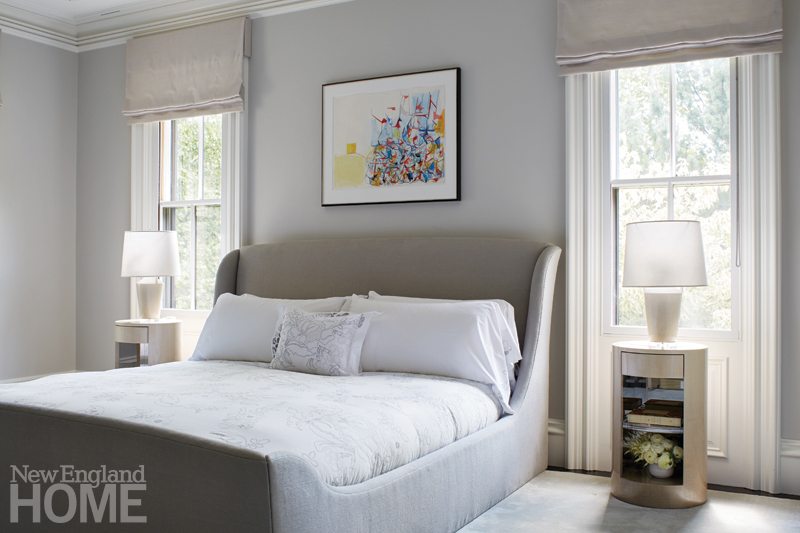 Galleries New England Home Custom Bedding From Muse Bespoke Adds Another Luxurious Layer To The Upholstered Bed In Master Suite