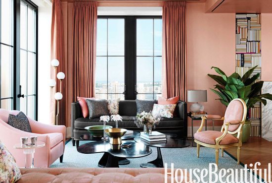 Jamie Drake Pink Living Room 