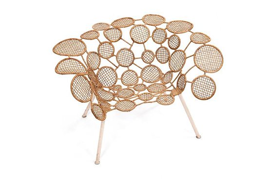 Campana Brothers, Racket Chair (Circles) in iron, brass, woven wicker