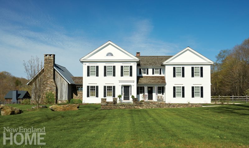 Galleries New England Home Magazine The Center Section Of Newly Built Greek Revival Is A Copy Nineth Century House That Once Stood On Property
