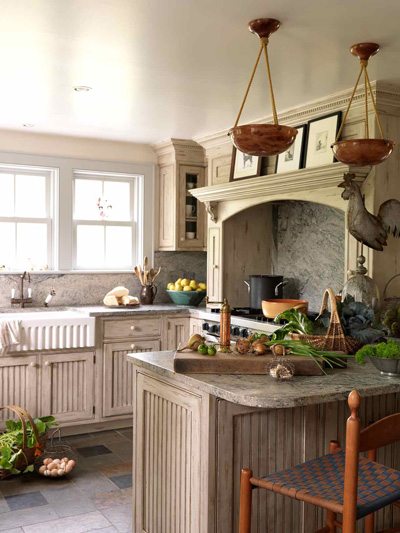 Kitchen styled with summer vegetables 