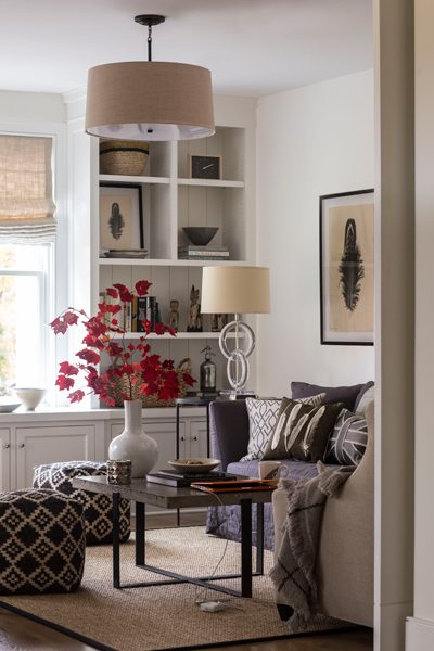 Styling a room Litchfield county neutral library 