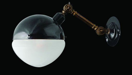 rounded black extension arm sconce