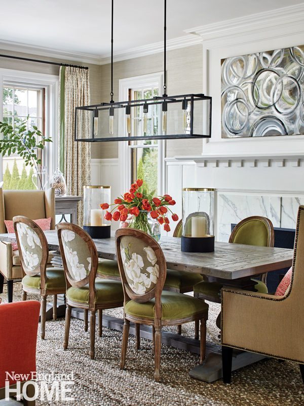 A Tudor Style Home Gets Fresh Look New England The Owners Existing Dining Room Table And Chairs Are Complemented By A Devon Bench From Kristin Drohan Collection In C Hue