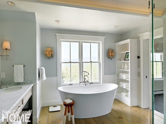 Vermont spa-like bathroom with freestanding tub 