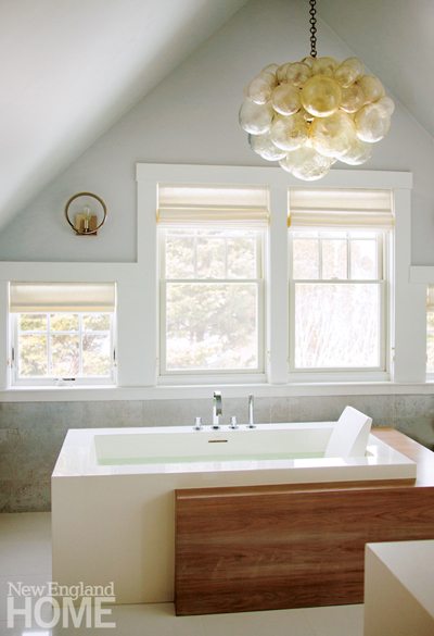 transitional style bathroom rectangular freestanding tub