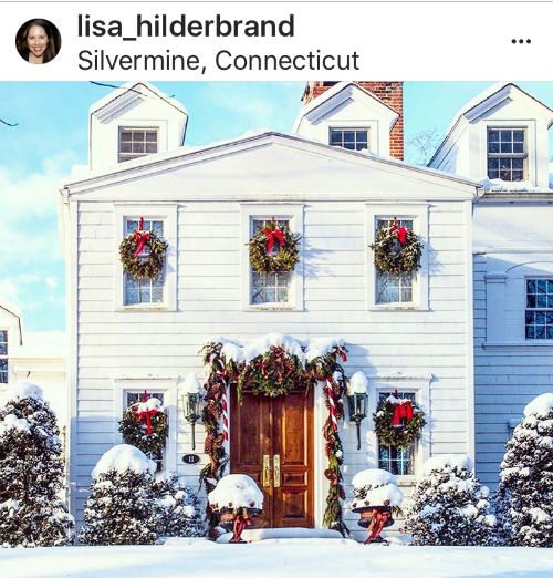 Lisa Hilderbrand home white home decorated for Christmas