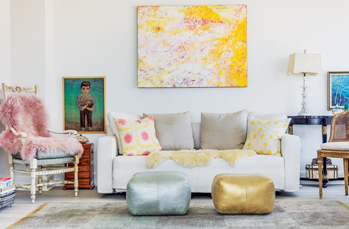 sitting room, demilune and wooden armchair