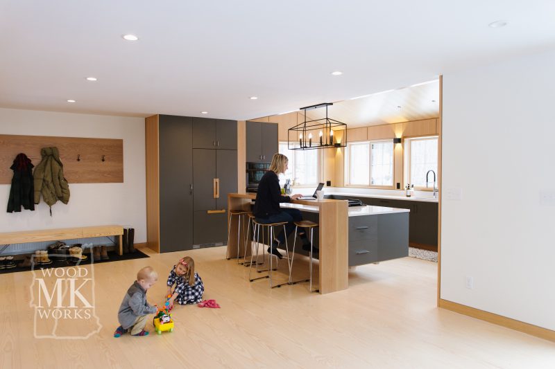 ways to modernize custom cabinets kids playing on floor